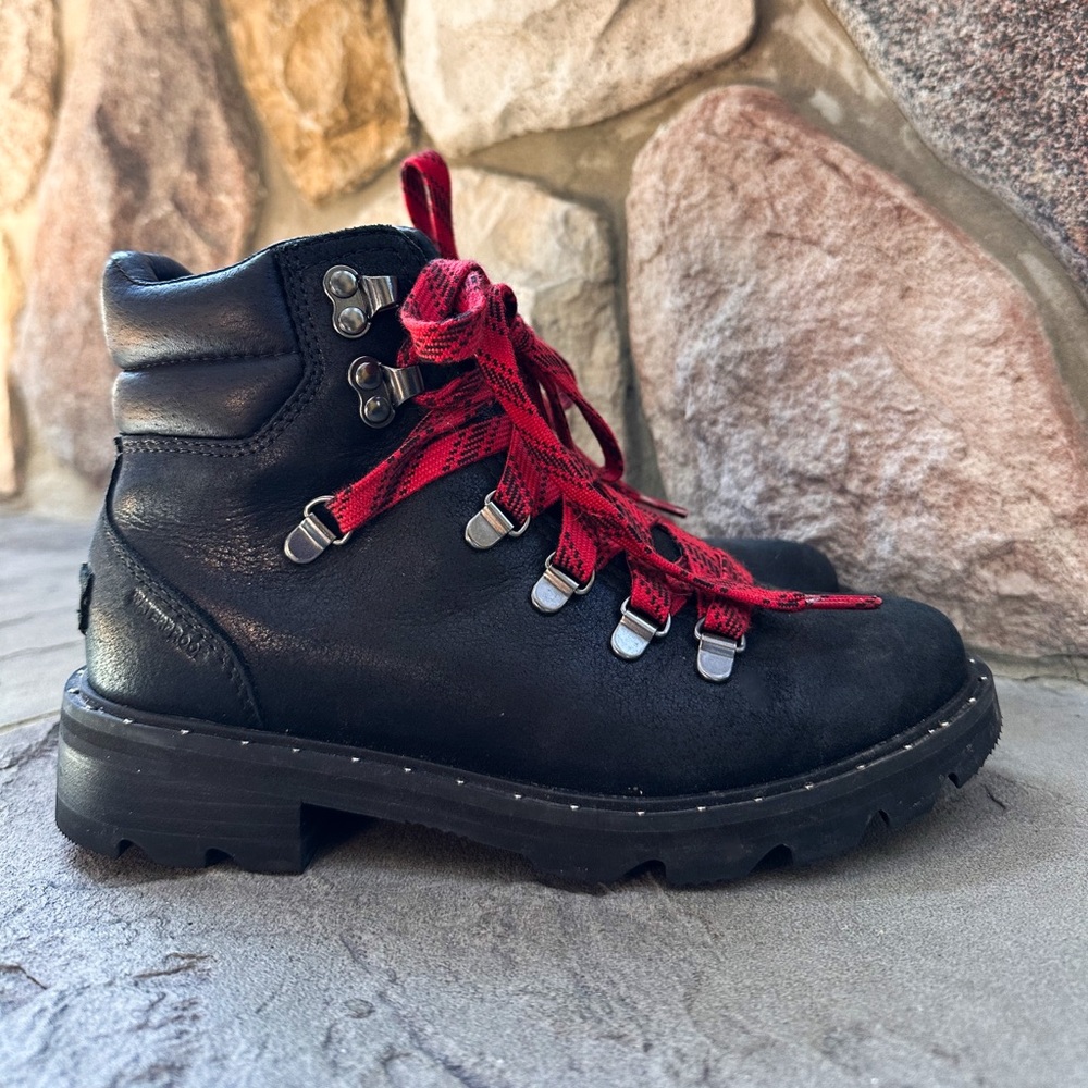 Sorel Lennox™ Hiker Lace Up Ankle Boot. Lug Sole, Black